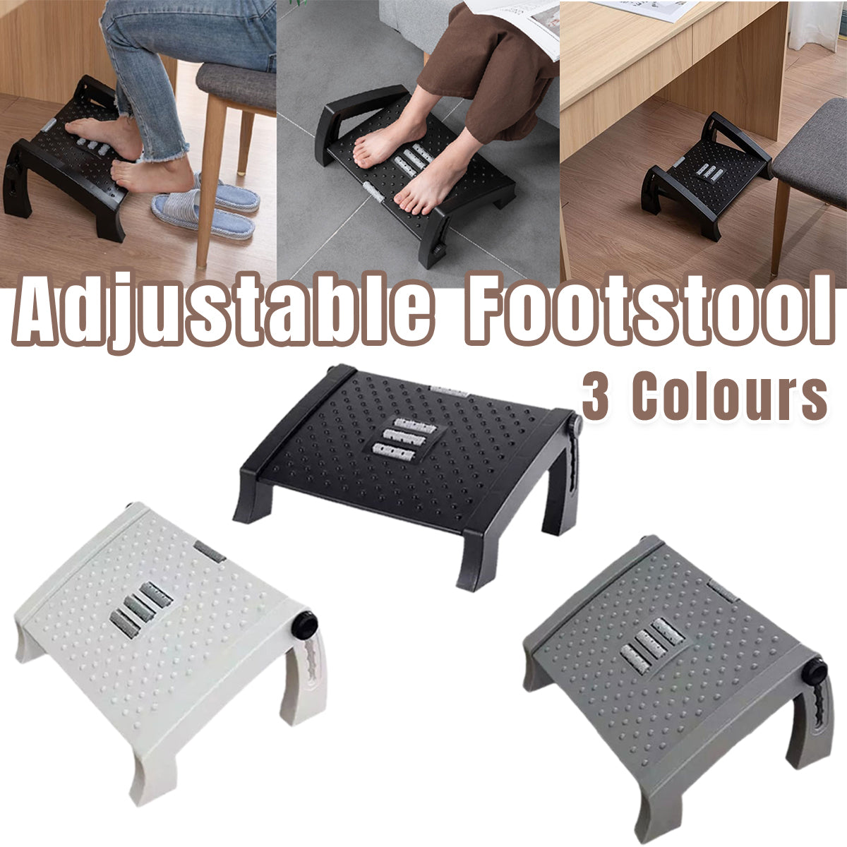 Office Foot Rest Stool Adjustable Pedal with Massage Support