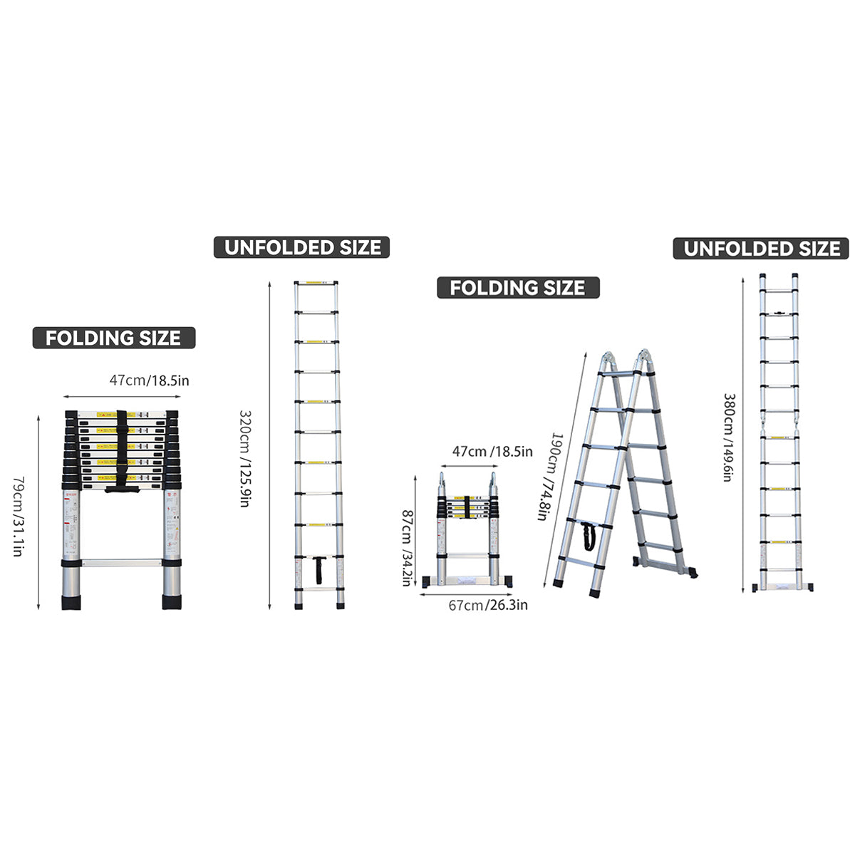 Retractable Aluminium Alloy Ladder 320 / 380 cm