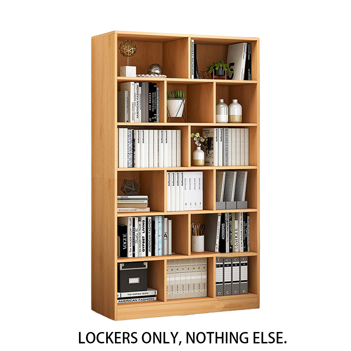Multi-Layer Floor Bookcase with Grid Shelves