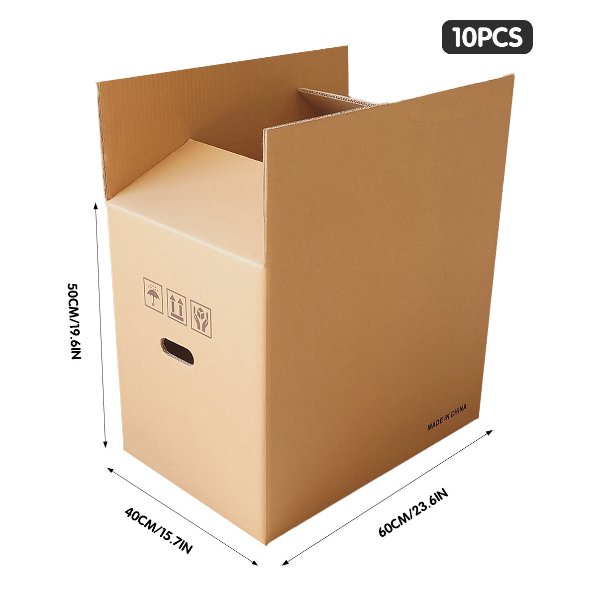 10pcs Hard Cardboard Moving Boxes with Handles
