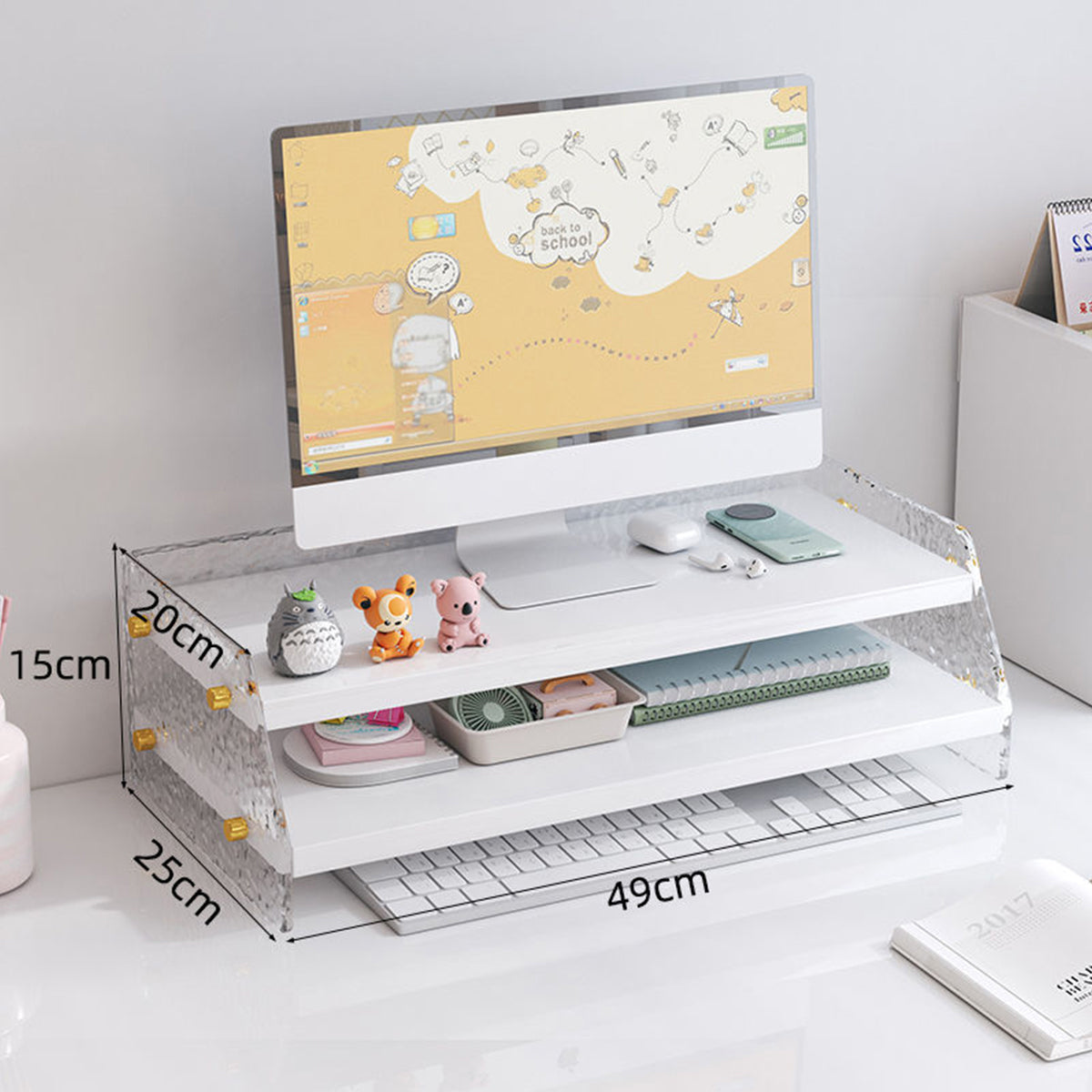 Acrylic Double-Layer Desktop Organiser for Monitor