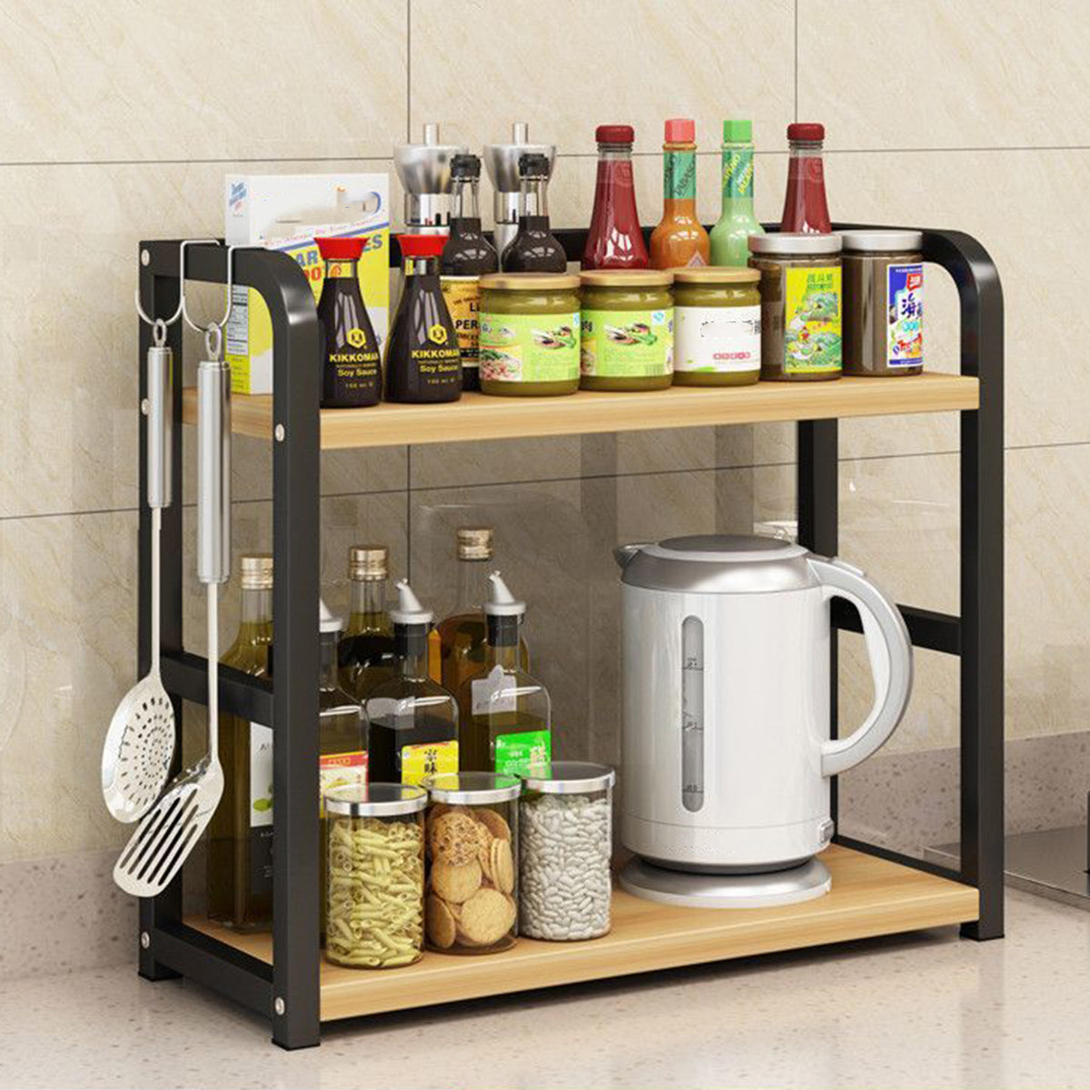 2-Tier Kitchen Storage Rack Countertop Organization