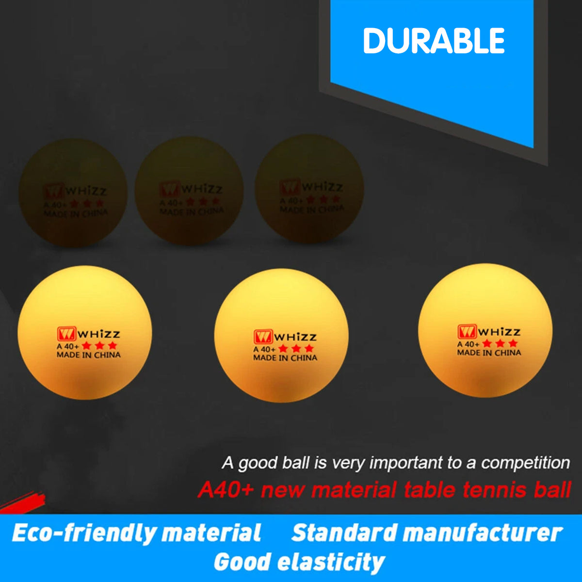 100pcs 2-Star 40mm Seamless ABS Table Tennis
