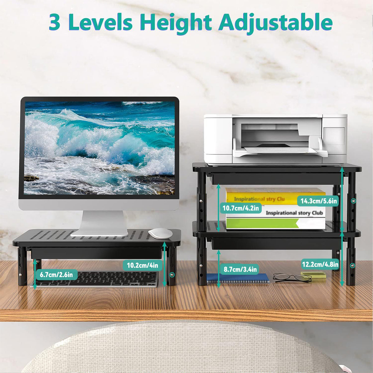 Aluminum Laptop Monitor Riser with 3-Level Height
