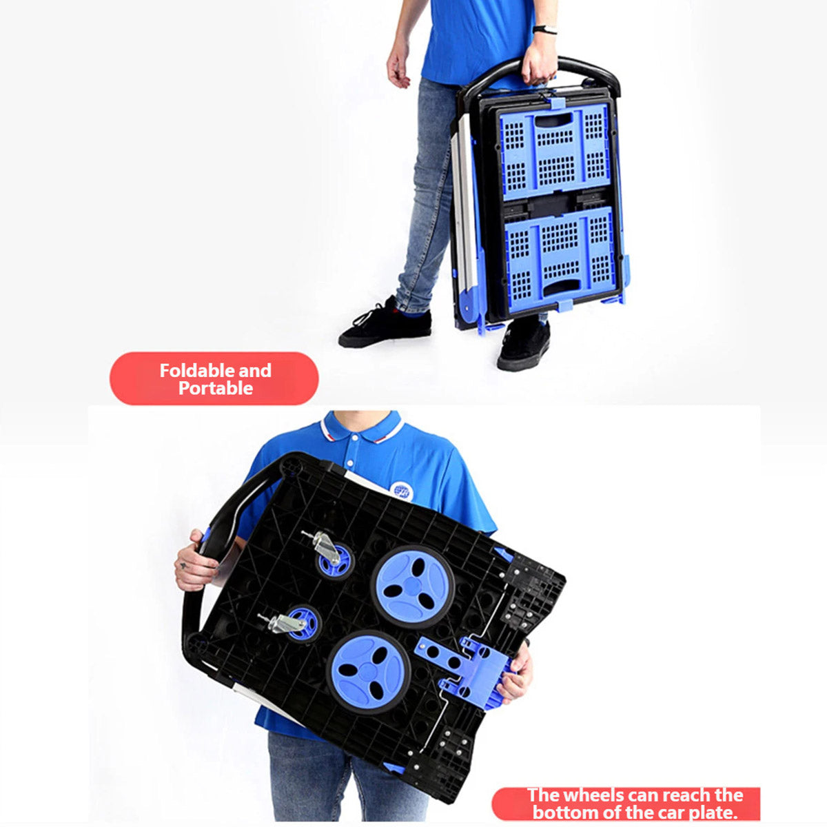2-Tier Foldable Storage Trolley Cart