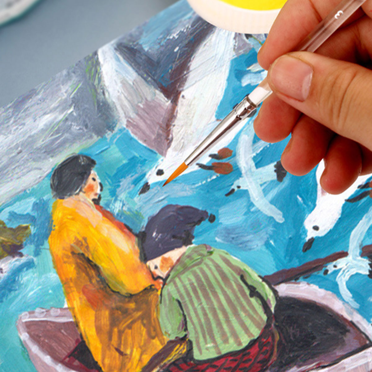 6 Pcs Detail Paint Brushes with Nylon Hair and Acrylic Rod