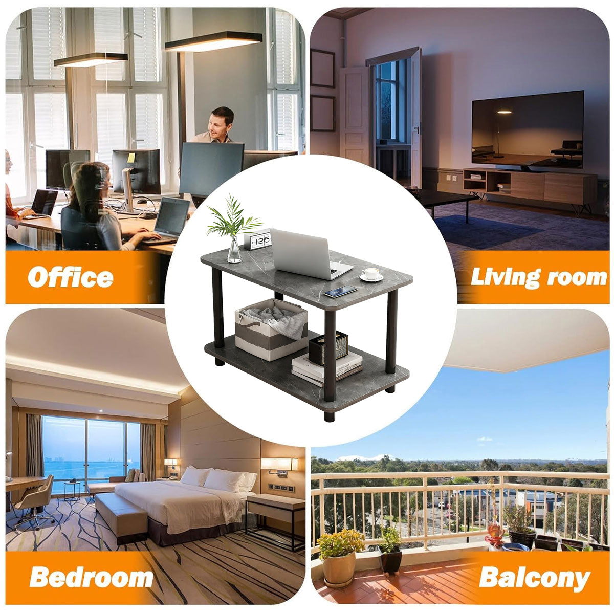 2-Tier Narrow Side Table with Storage Shelf and Space-Saving Design