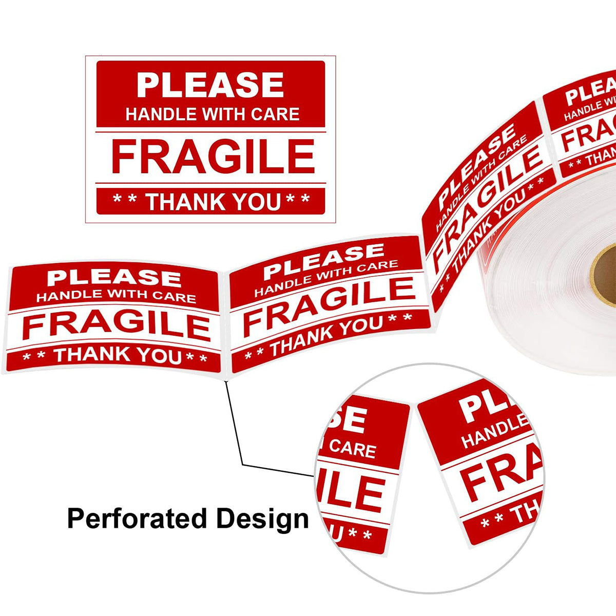 Fragile Sticker Labels 2 Rolls 1000pcs