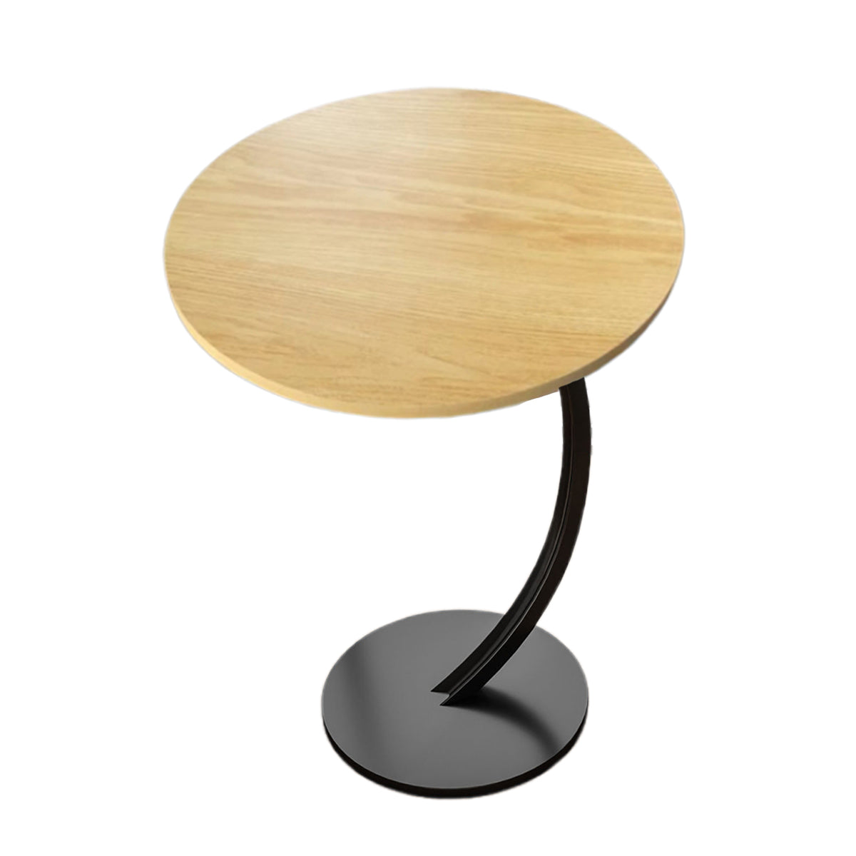 C-Shaped Side Table with Metal Frame for Sofa