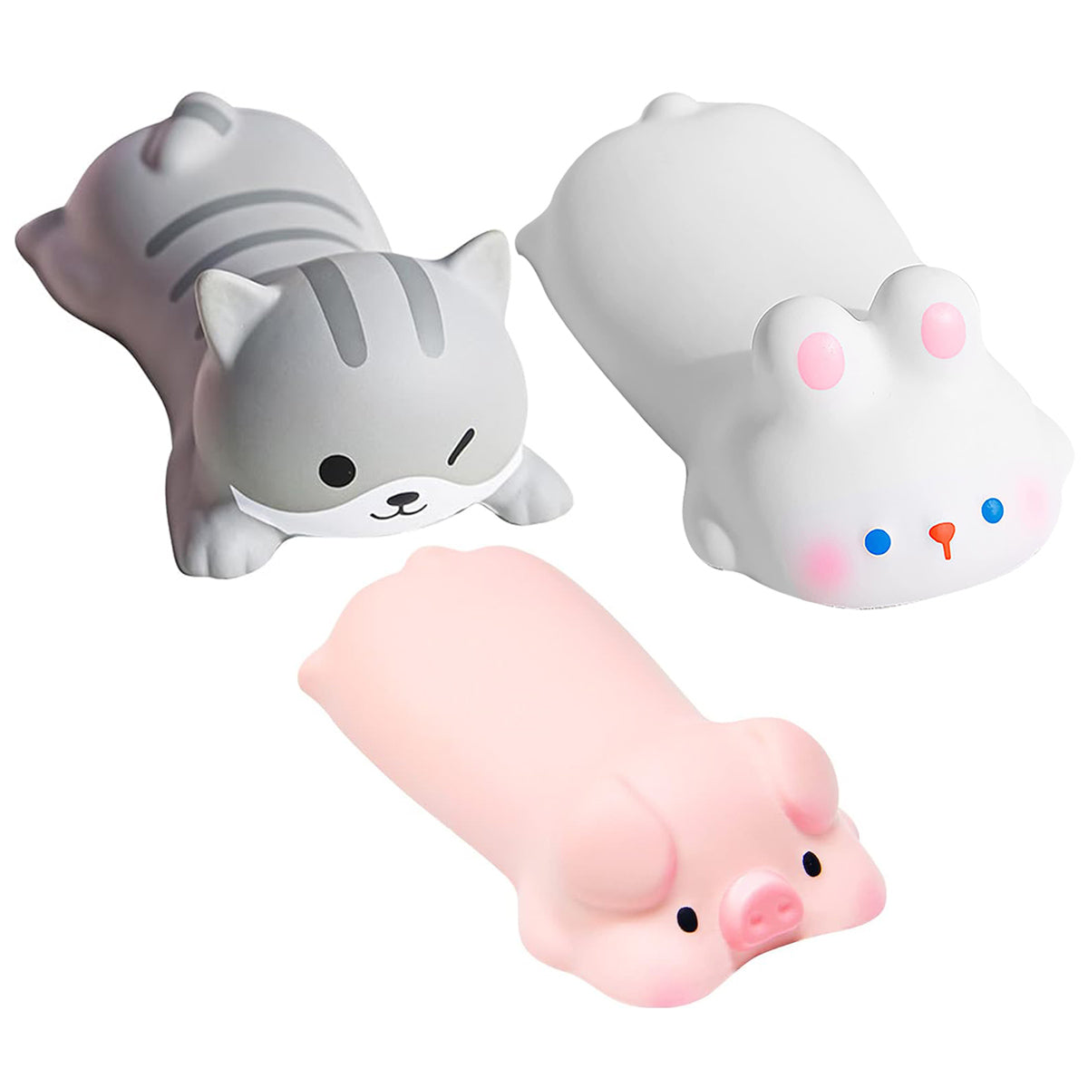 3 Pcs Mouse Wrist Rest Pads Memory Foam Cute Cat Pig Rabbit