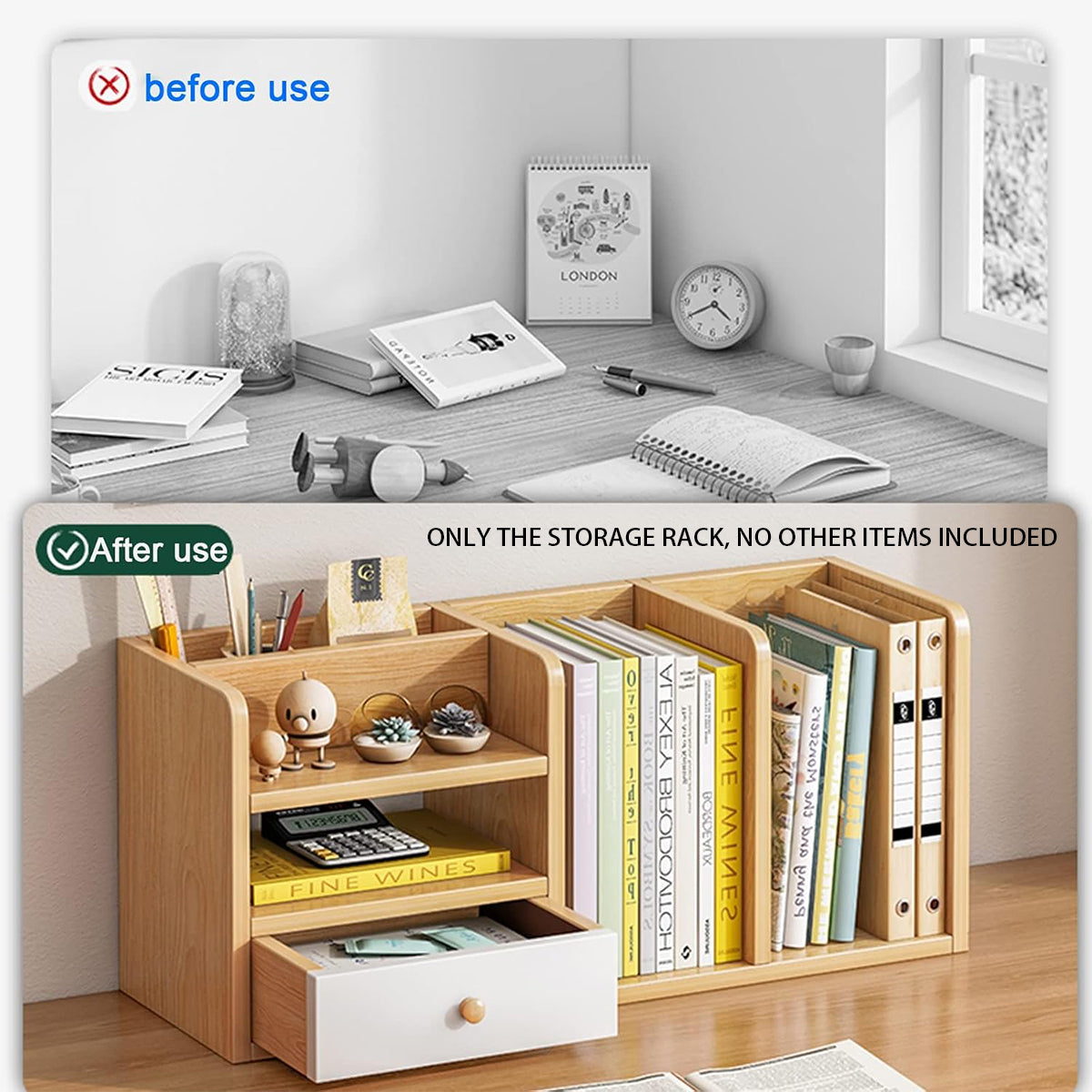 Office Desktop Rack Wooden Storage Organizer for Documents