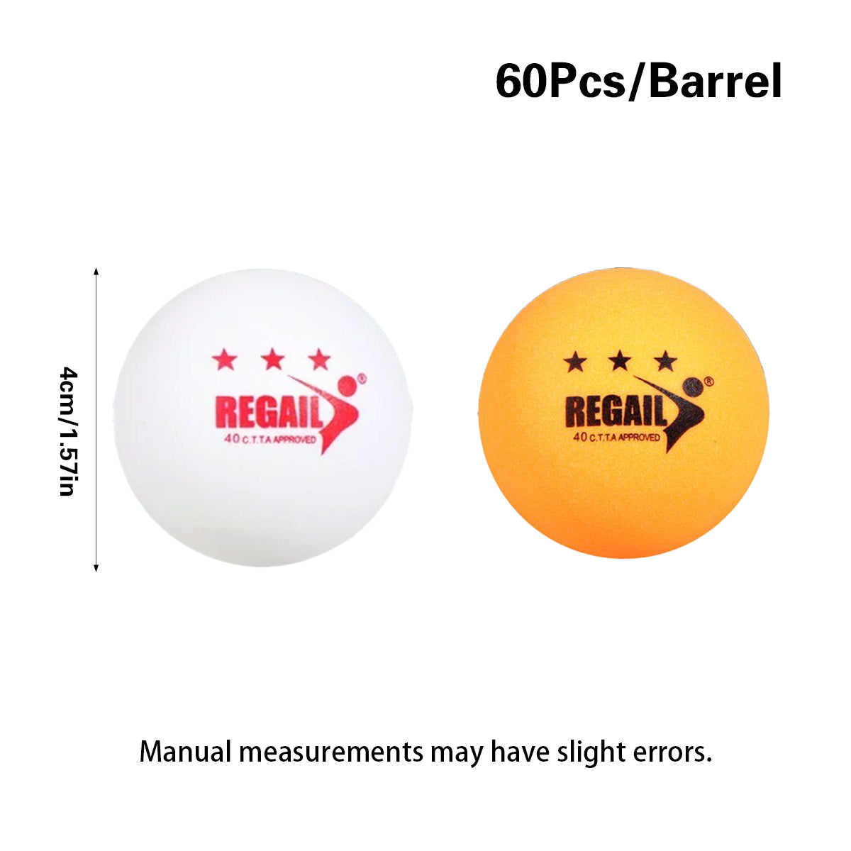 60pcs Bucket Table Tennis Training Balls 40mm ABS