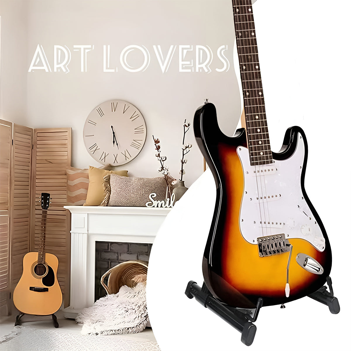 Folding Guitar Floor Stand Portable Holder with Anti-Slip Support