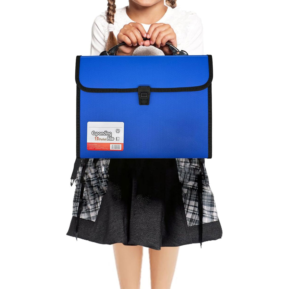 A4 Expanding File Folder 13 Pockets with Handle Blue PP
