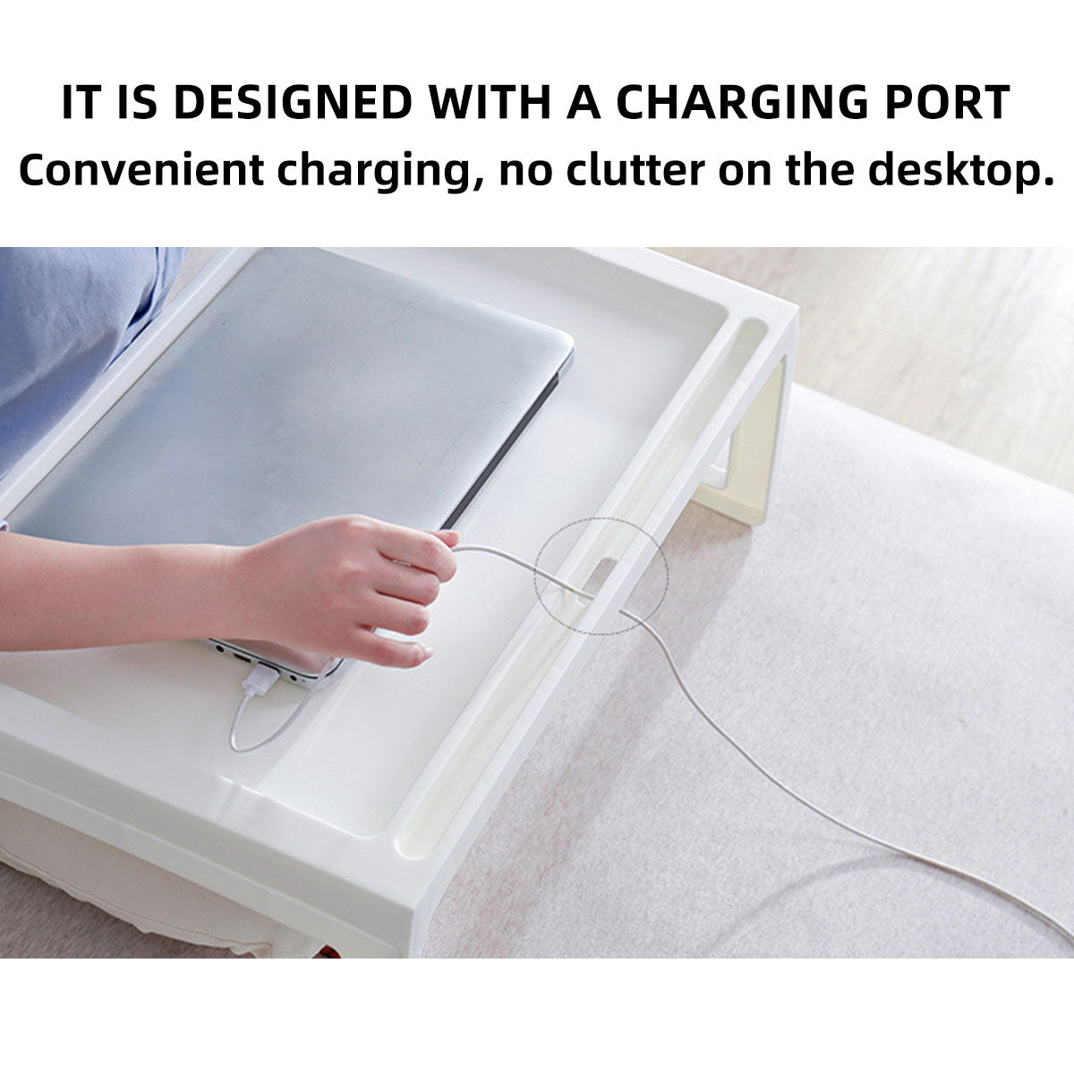 Foldable Laptop Bed Table Portable PP Desk with Device Slot