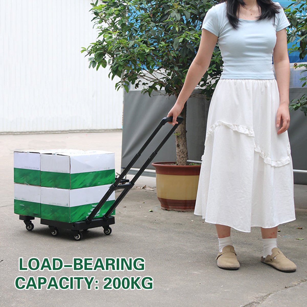 Foldable Flatbed Cart Heavy Duty Transport Trolley 200KG
