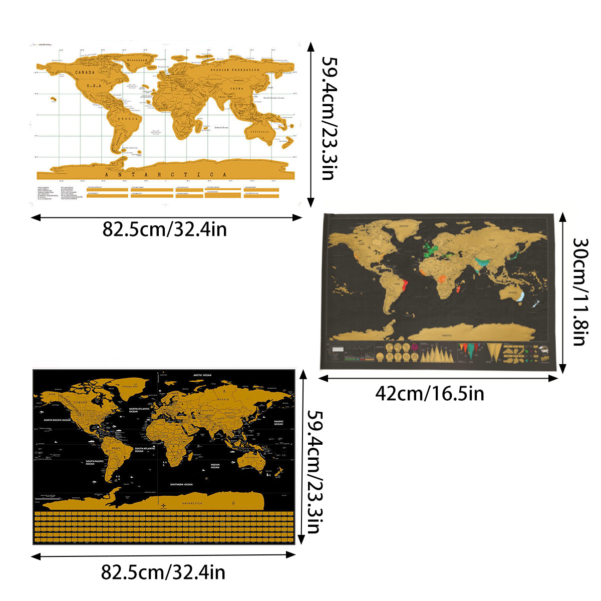 Deluxe Scratch Off World Map Interactive Travel Poster