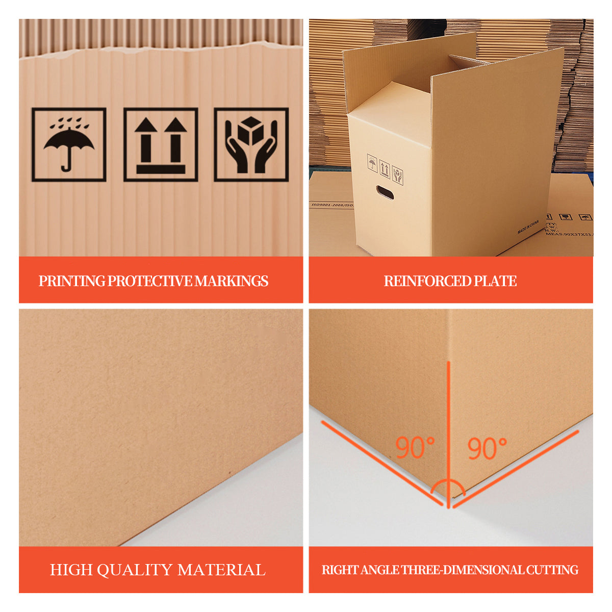 10pcs Hard Cardboard Moving Boxes with Handles