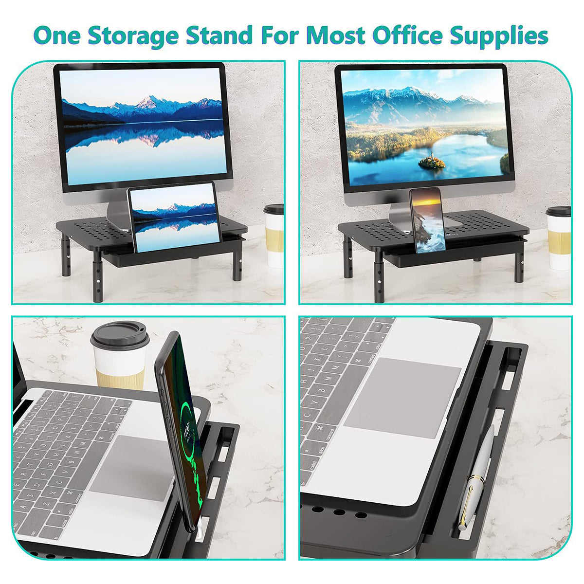 Aluminum Laptop Monitor Riser with 3-Level Height