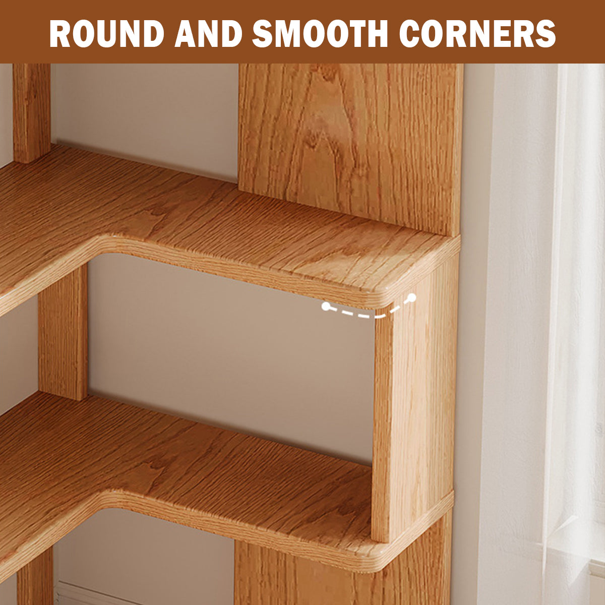 Solid Wood Corner Bookshelf Space Saving Floor Storage