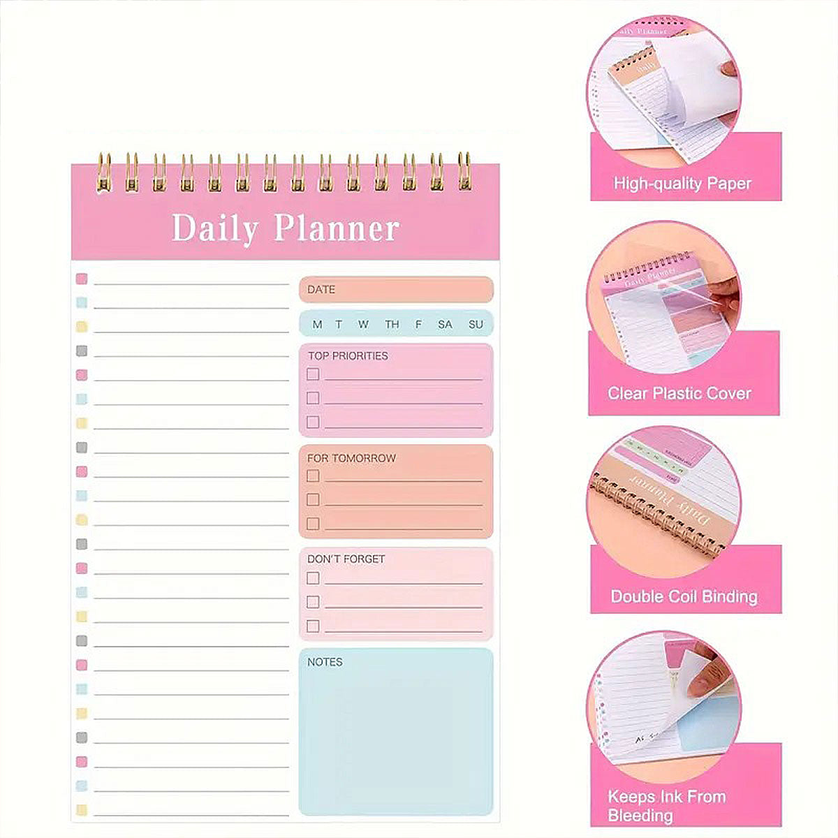 20 Pcs Spiral Week Planner Notebooks 30 Pages Pastel Colours