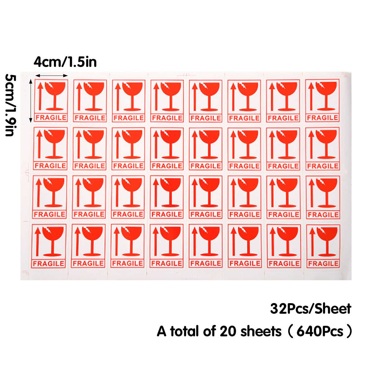 Fragile Sticker Labels 640pcs Self Adhesive