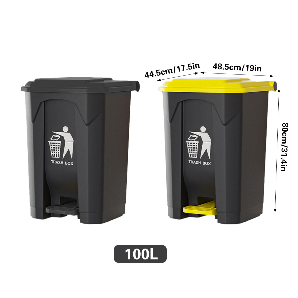 100L Pedal Trash Can with Lid and Elevated Base
