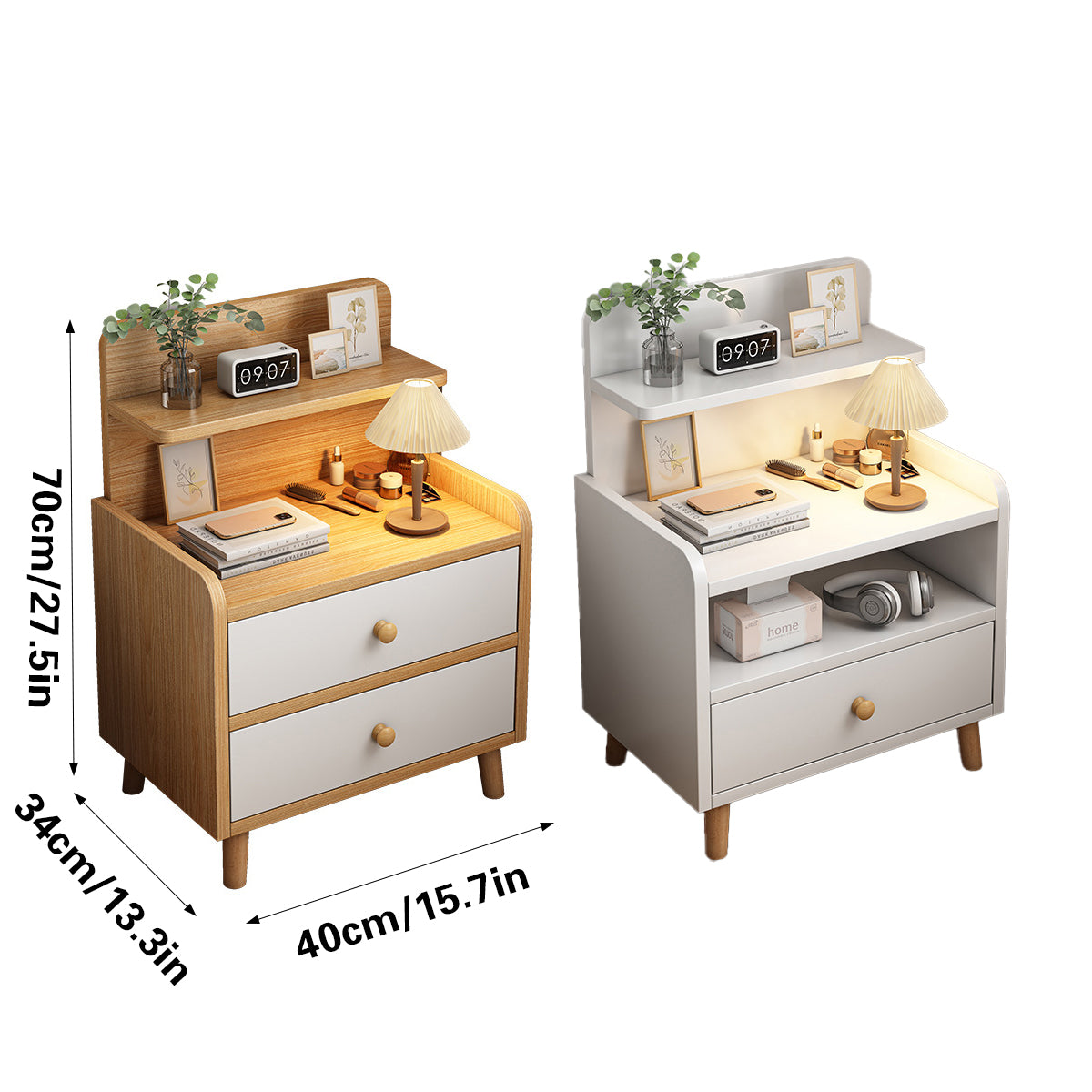 Minimalist Bedside Table Cabinet with Drawers