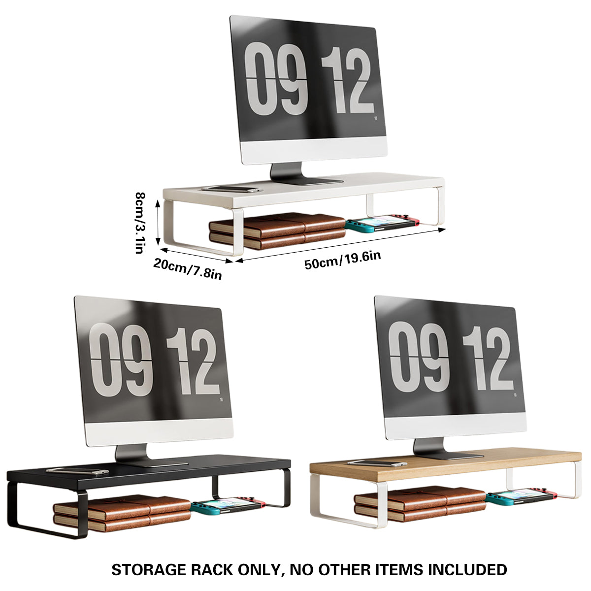 Monitor Stand Riser with Under-Shelf Storage