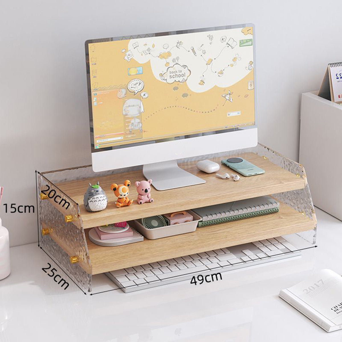 Acrylic Double-Layer Desktop Organiser for Monitor