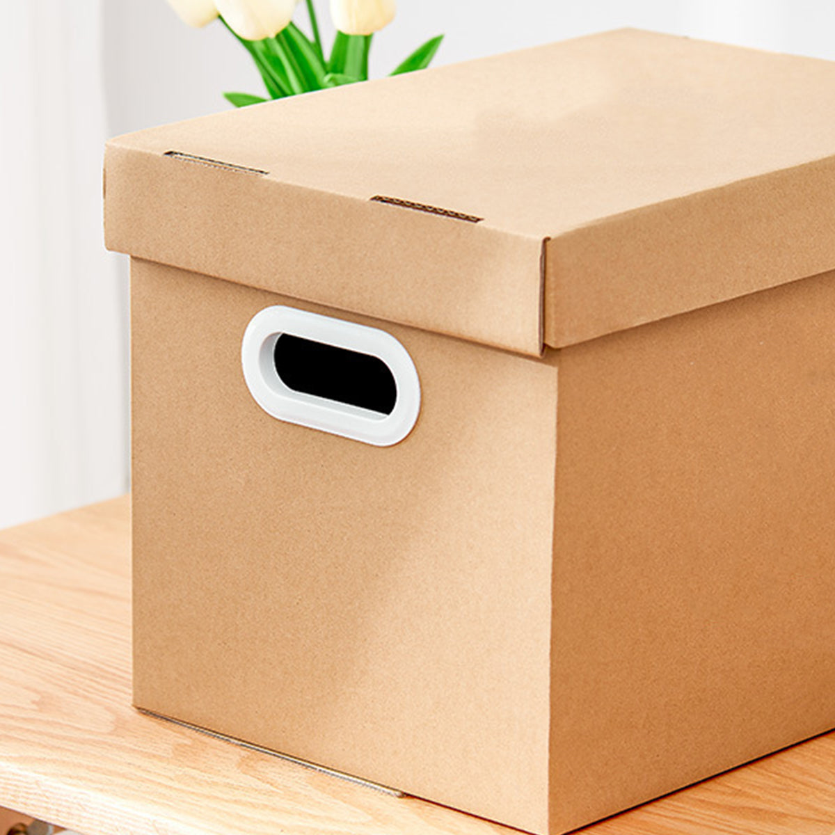 5pcs 80L Kraft Paper Storage Box with Lid