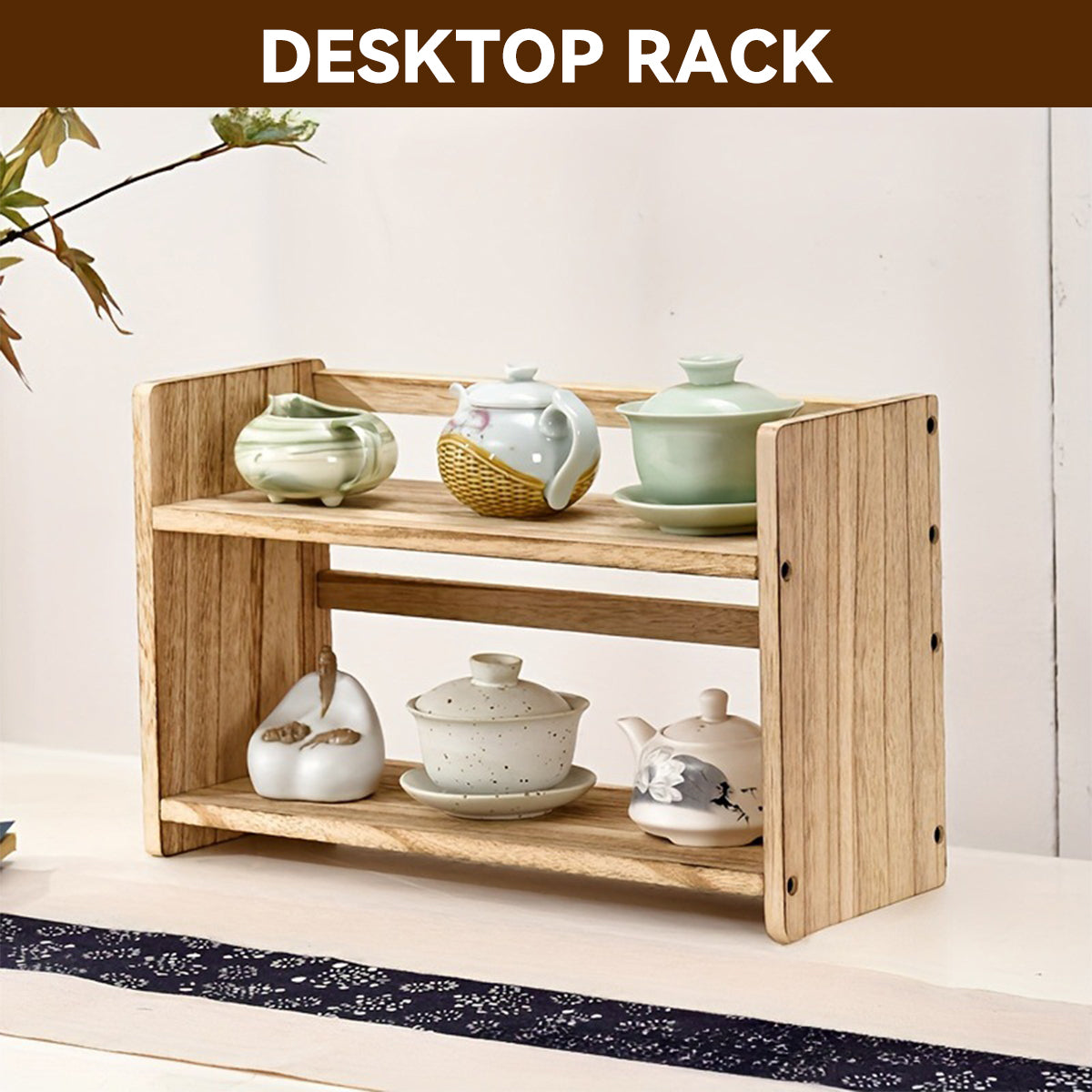 Solid Wood Movable Book Stand Desk Shelf Storage Decor