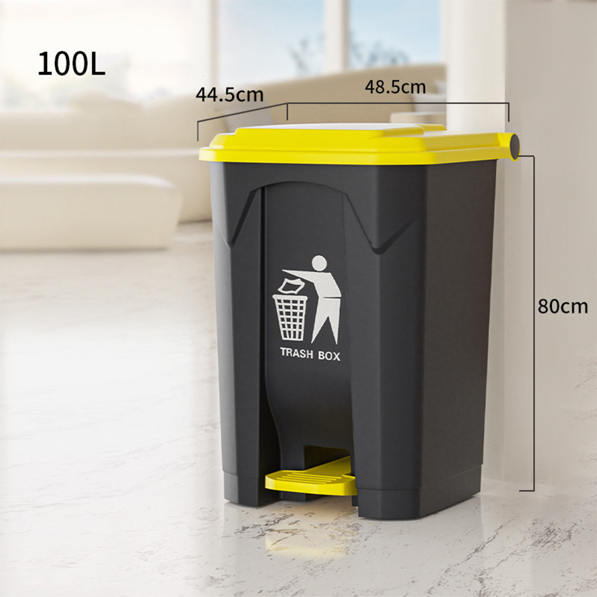 100L Pedal Trash Can with Lid and Elevated Base