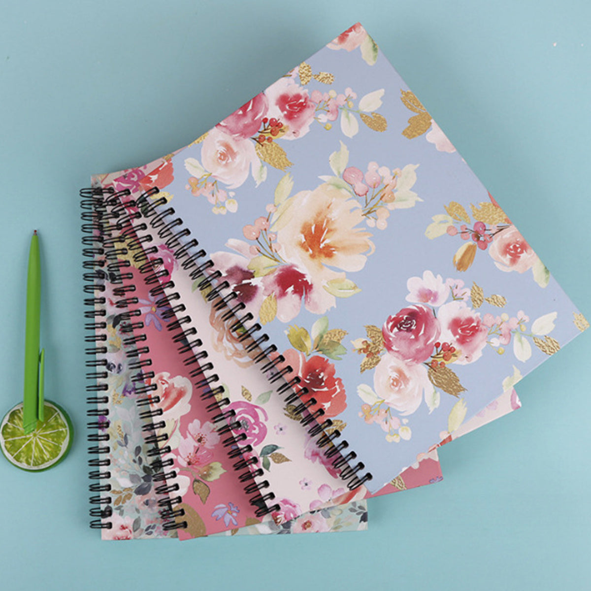 4 Pcs Loose-Leaf Notebooks Vintage Floral Thick Paper