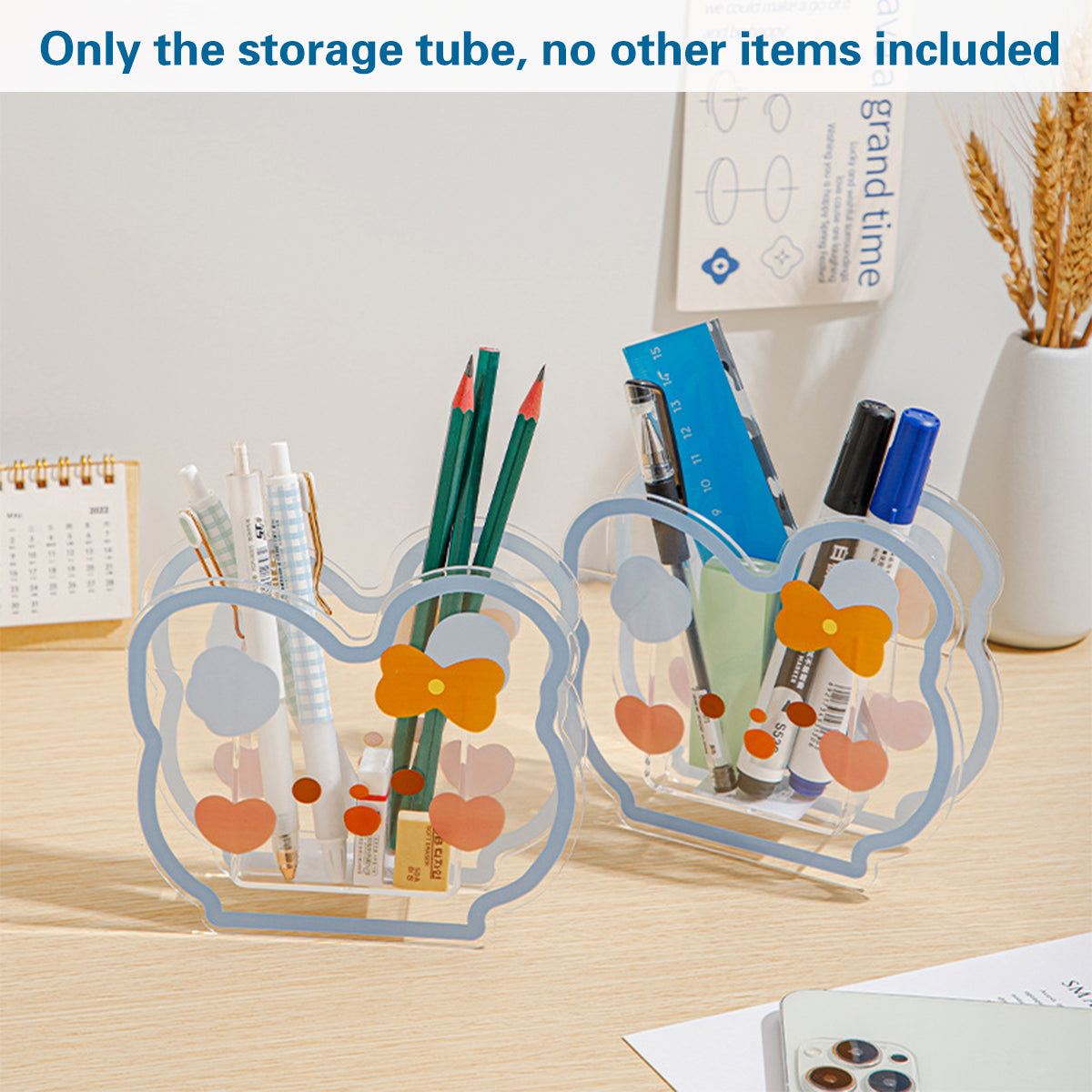 Acrylic Cartoon Pen Holder Cute Desk Organizer for Stationery