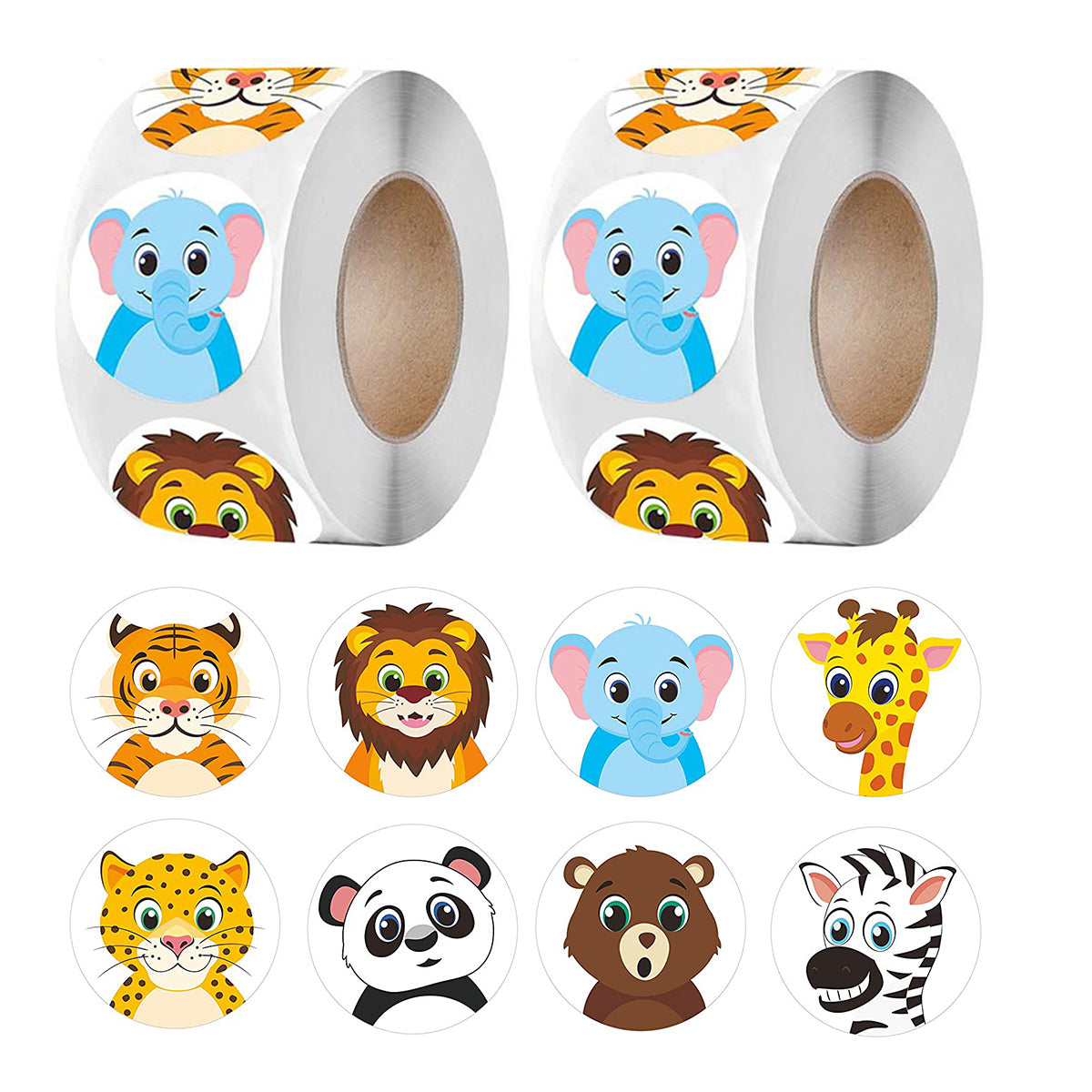2 Rolls Animal Thank You Stickers Cartoon Kids Gift Labels