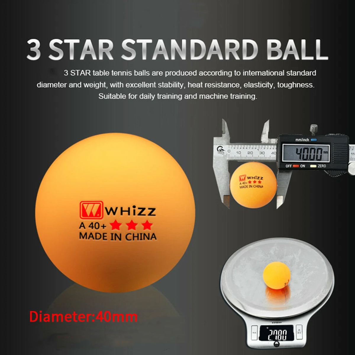 100pcs 2-Star 40mm Seamless ABS Table Tennis