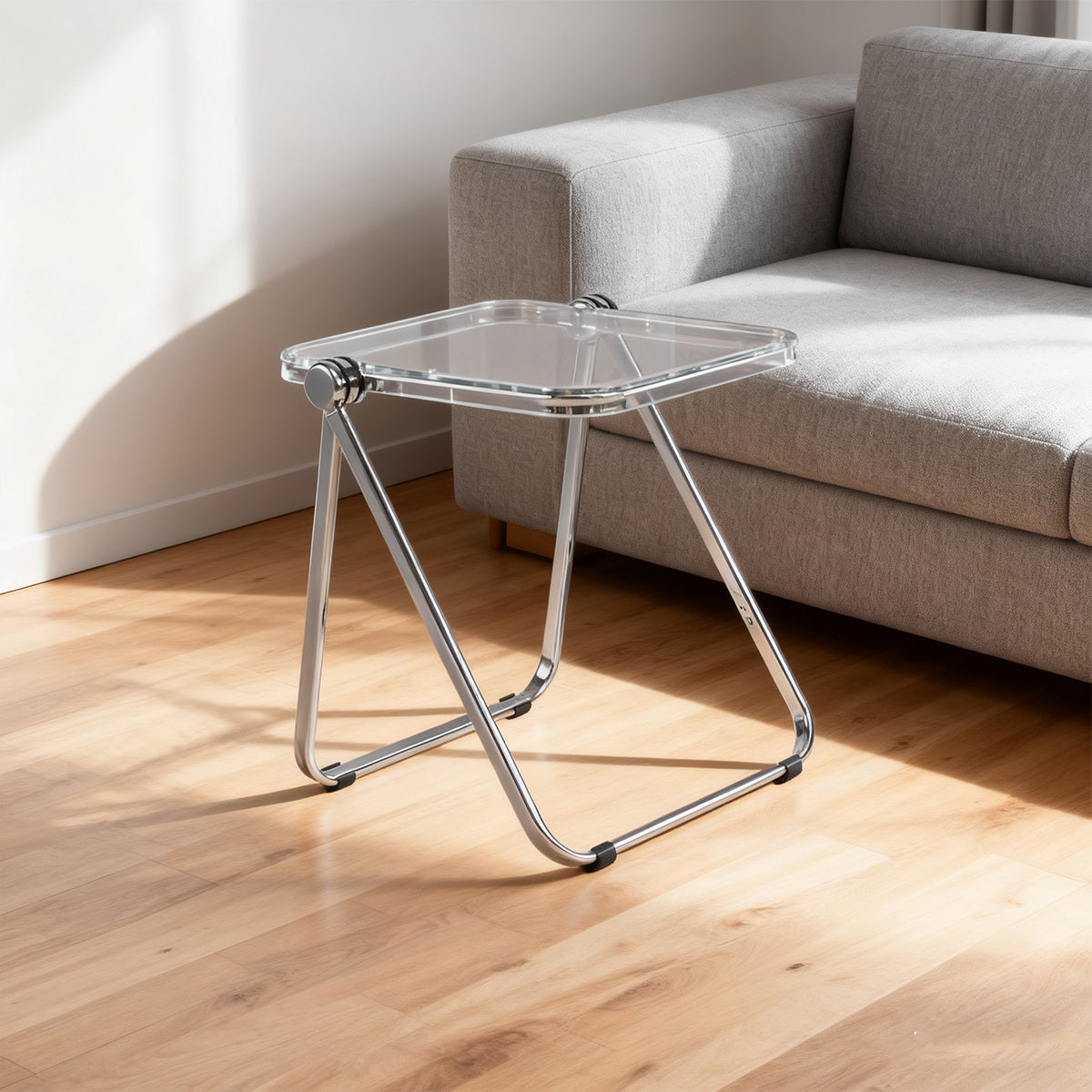 Foldable Transparent Coffee Table with PET Top