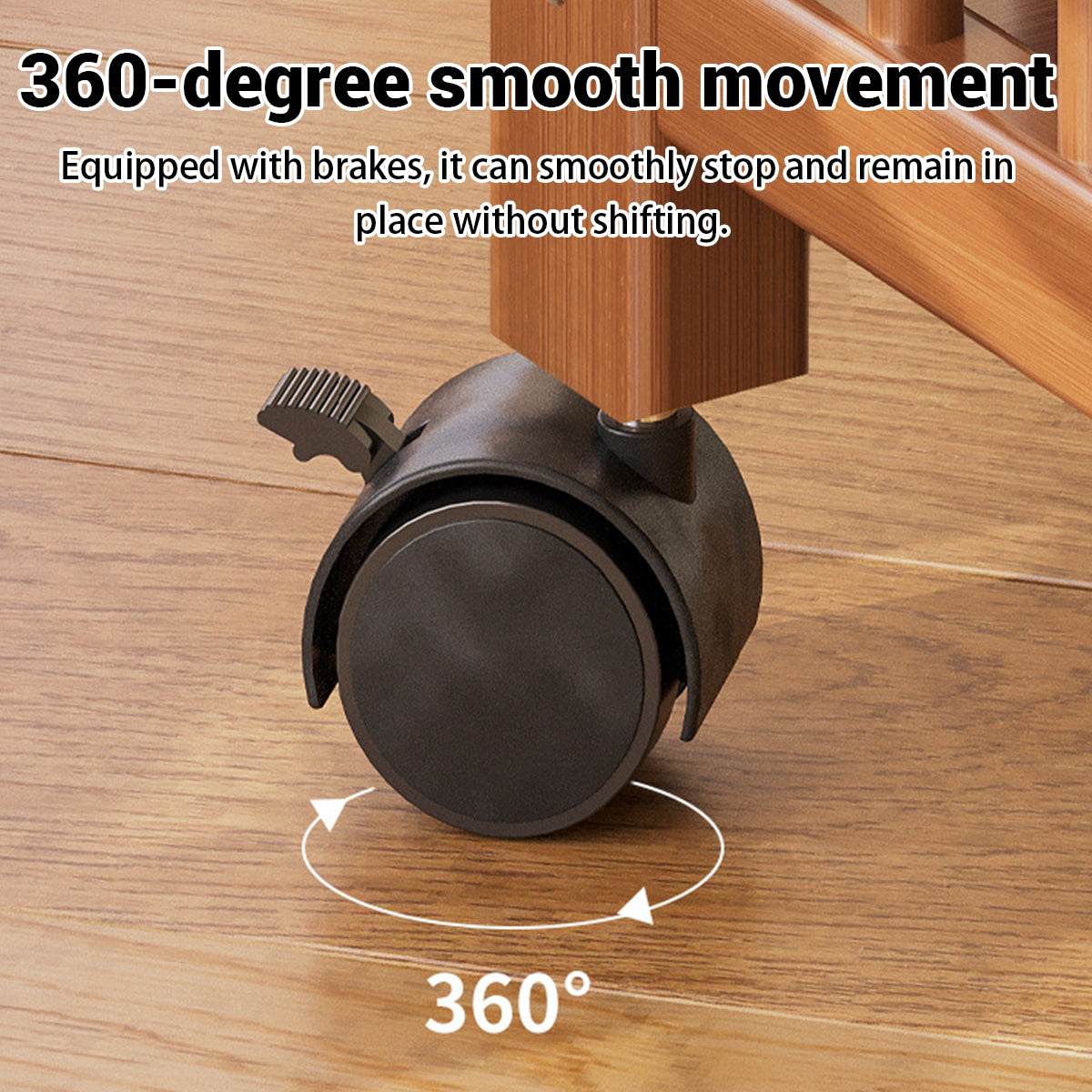 3 Tier Bamboo Movable Storage Rack with Wheels