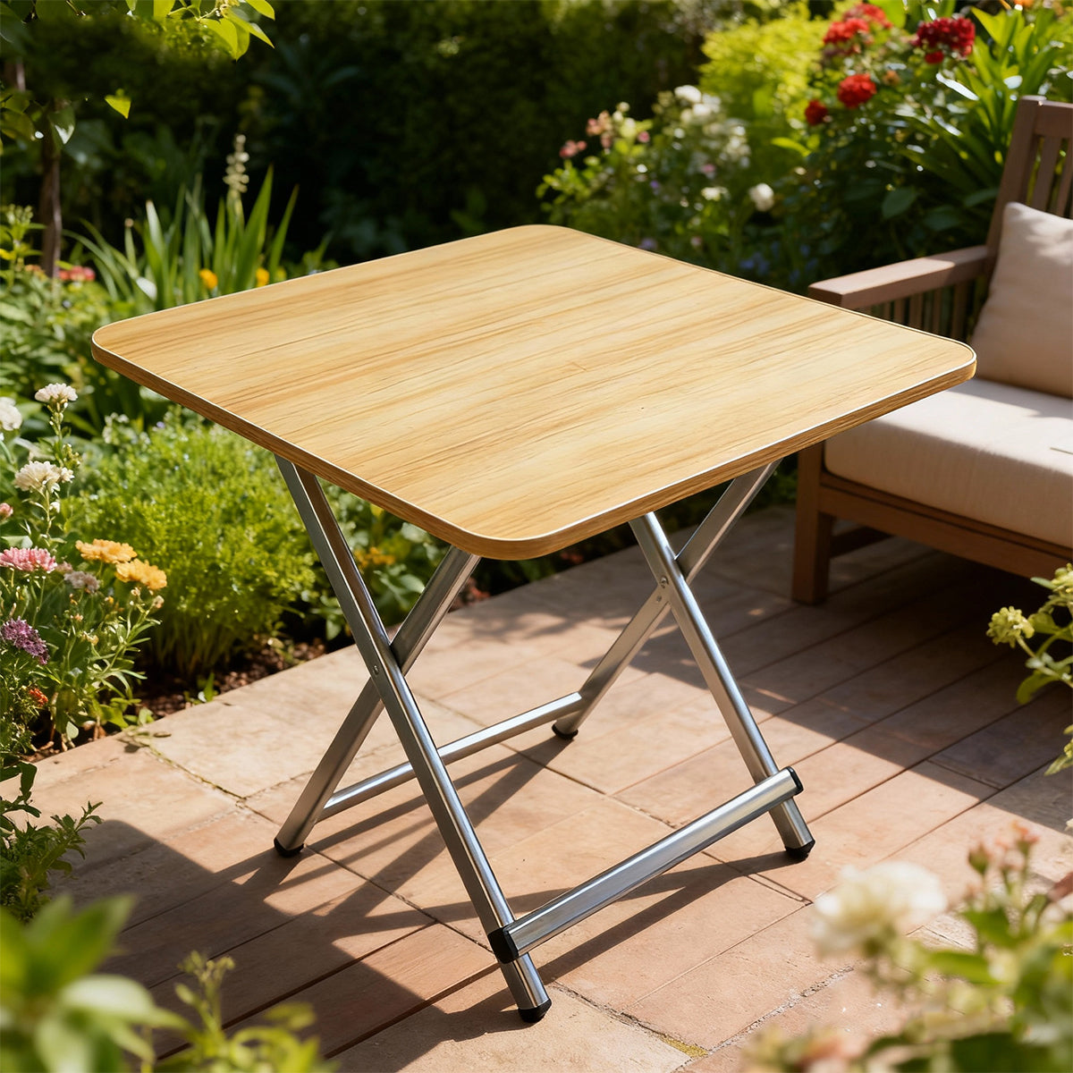 60cm Wooden Folding Square Table for Home and Workspace