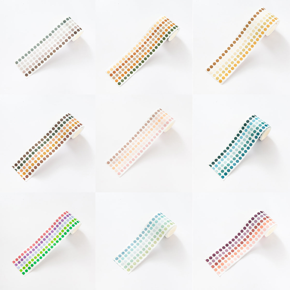 9 Pcs Washi Tape Set Dot Gradient Stickers for Scrapbooking and Journaling