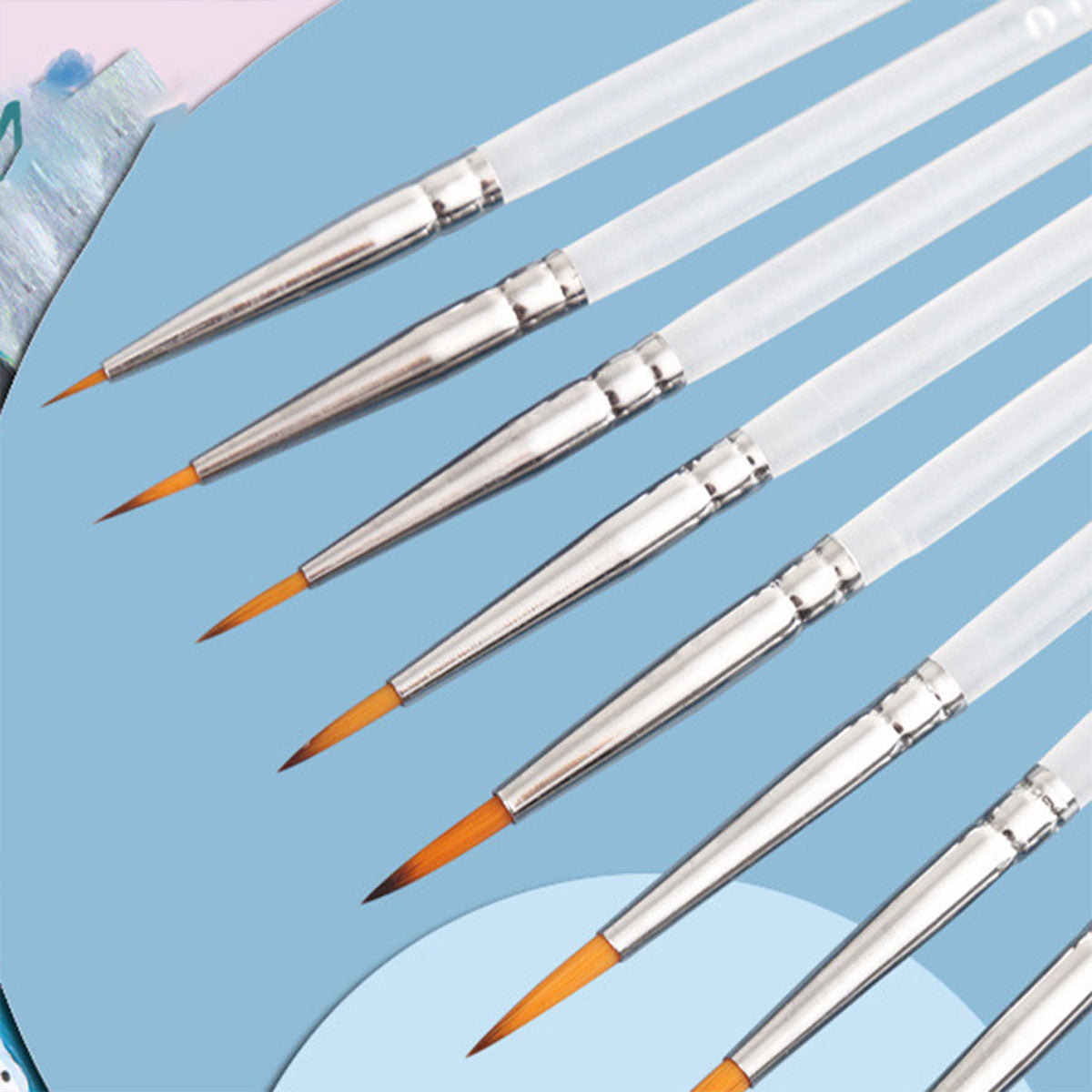 6 Pcs Detail Paint Brushes with Nylon Hair and Acrylic Rod