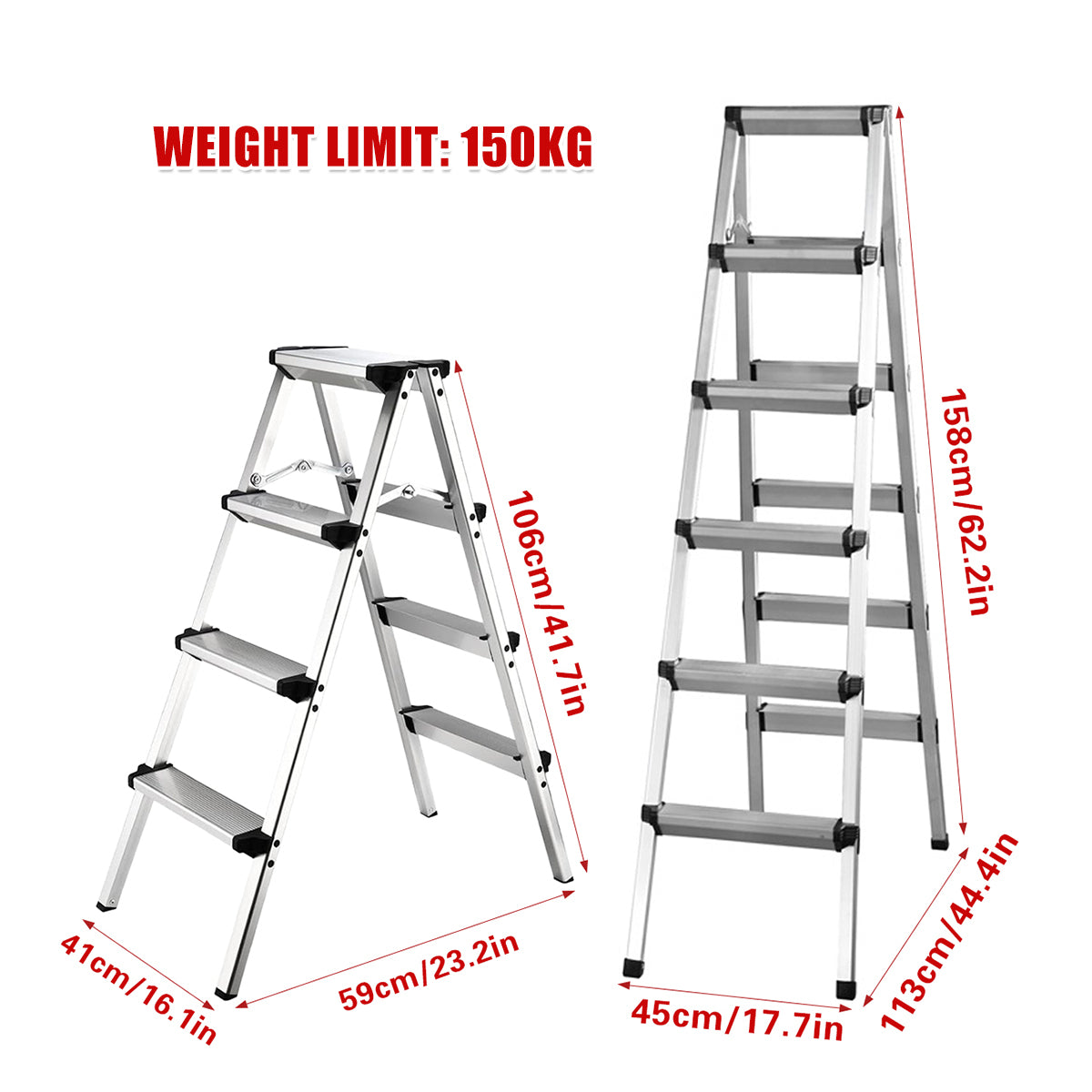 Double-Sided Aluminium Folding Ladder 4 or 6 Layer