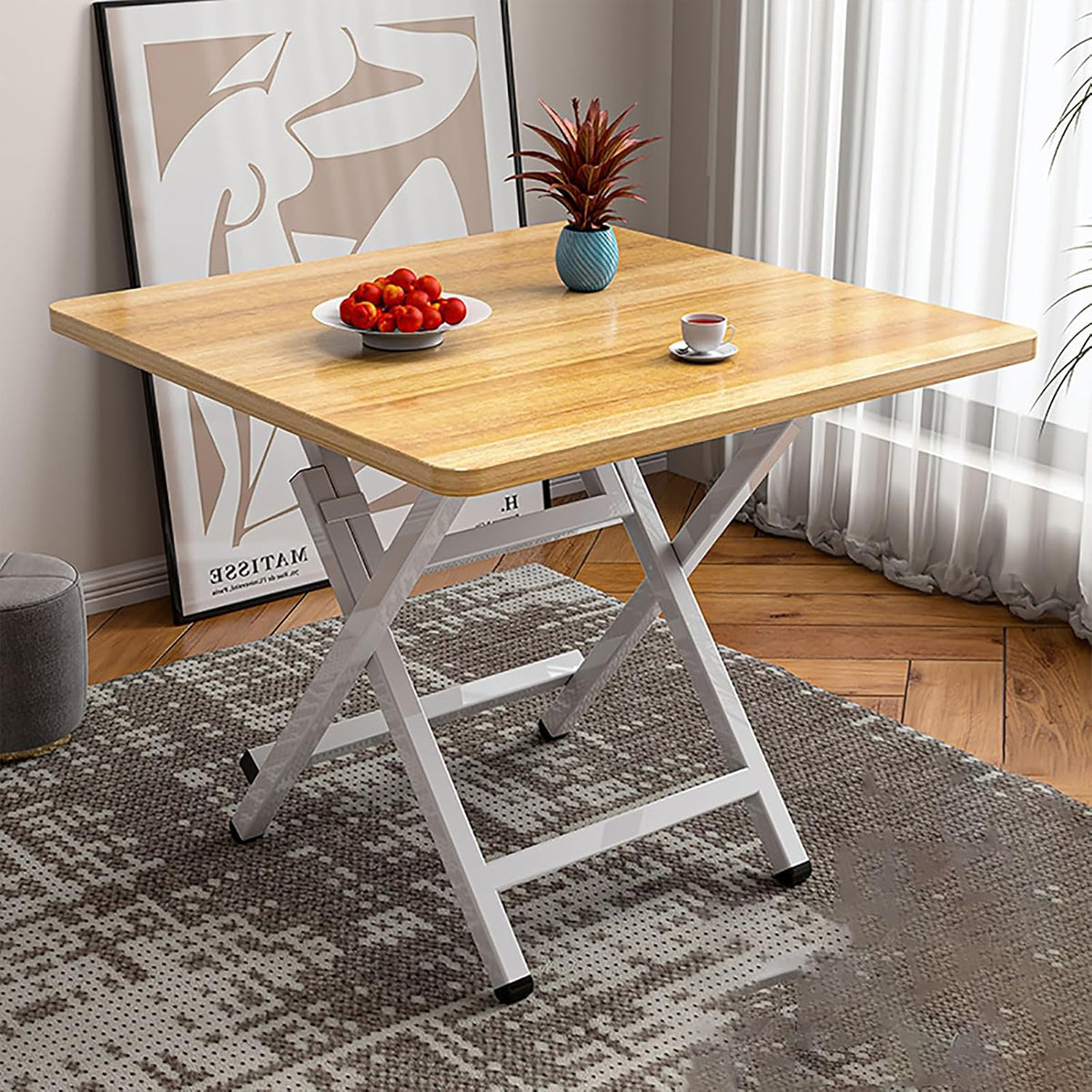 60cm Wooden Folding Square Table for Home and Workspace