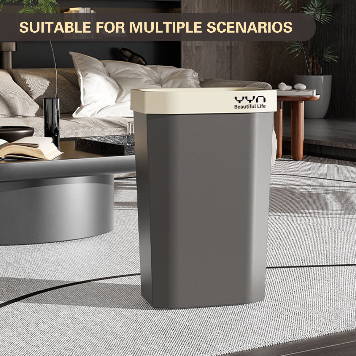 40L Slim Open-Top Waste Bin for Kitchen