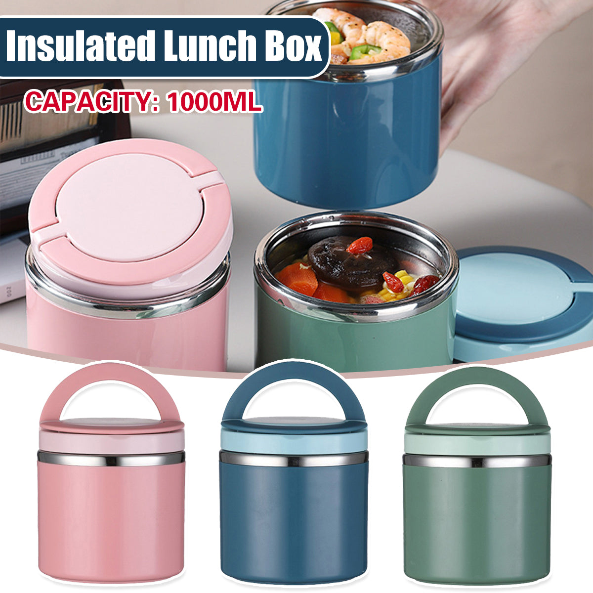 1L Stainless Steel Insulated Lunch Box