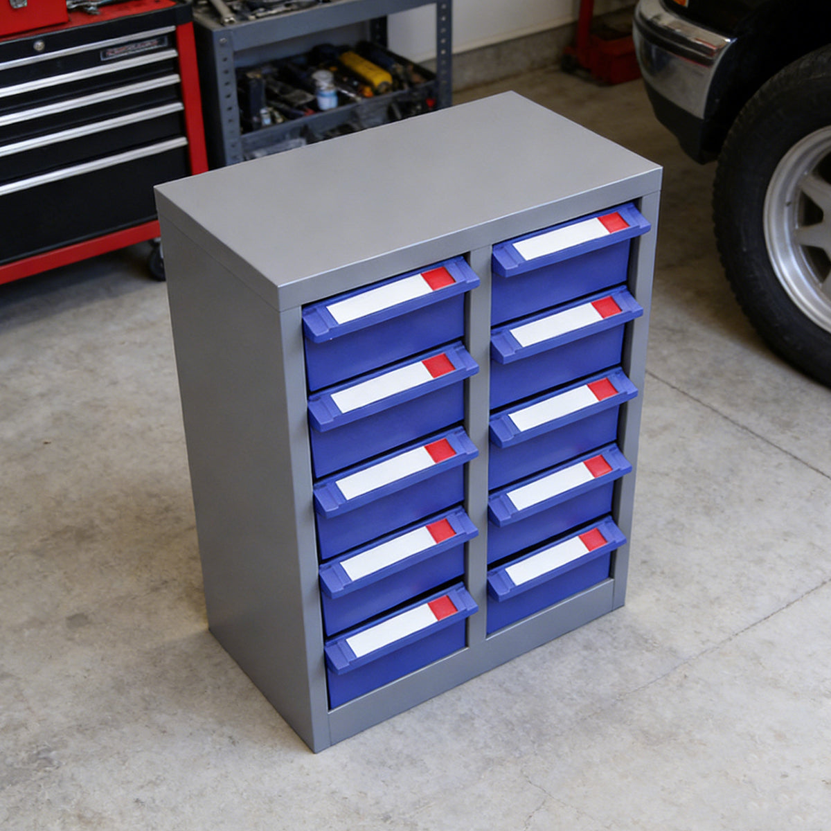 10-Drawer Parts Cabinet for Workshop and Garage