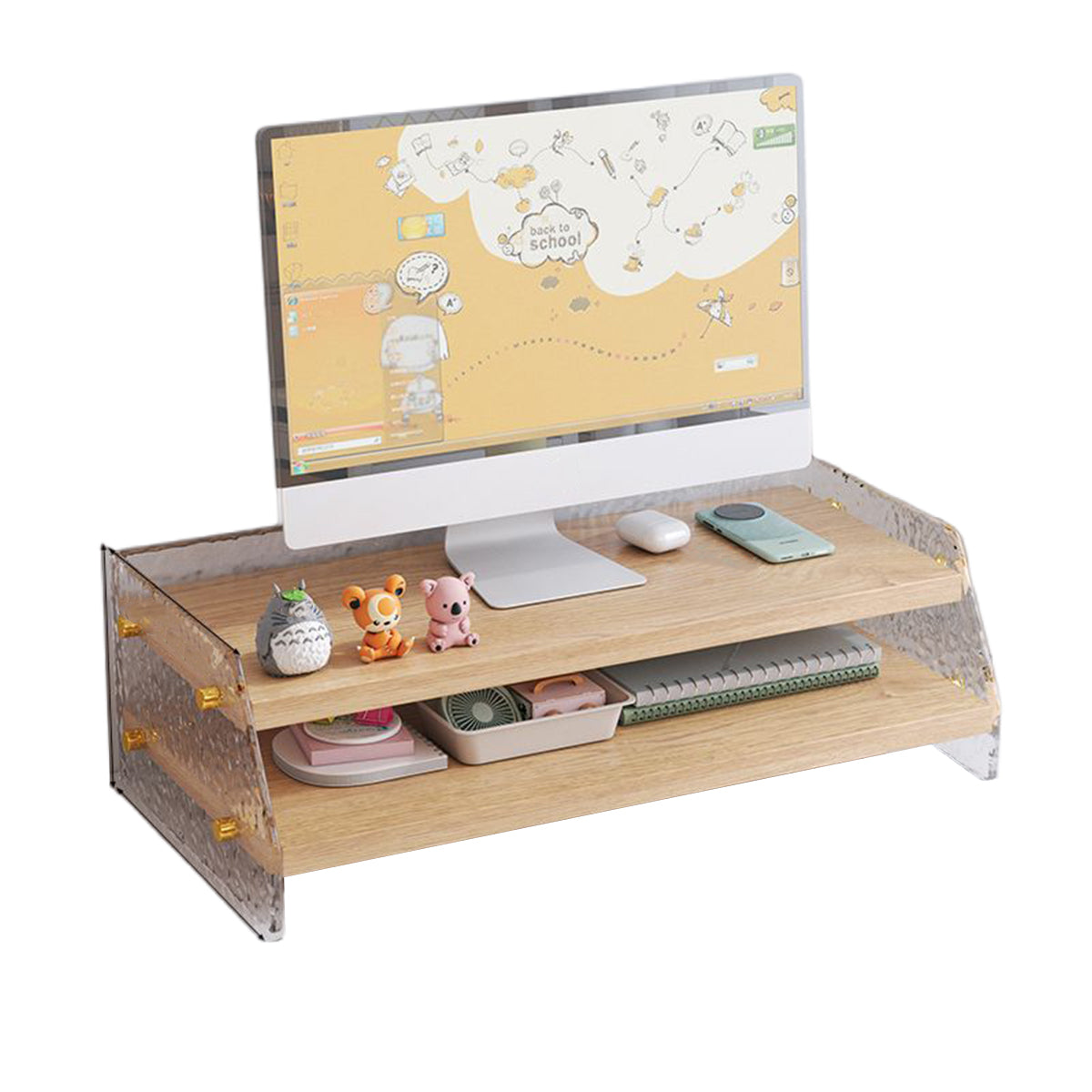Acrylic Double-Layer Desktop Organiser for Monitor