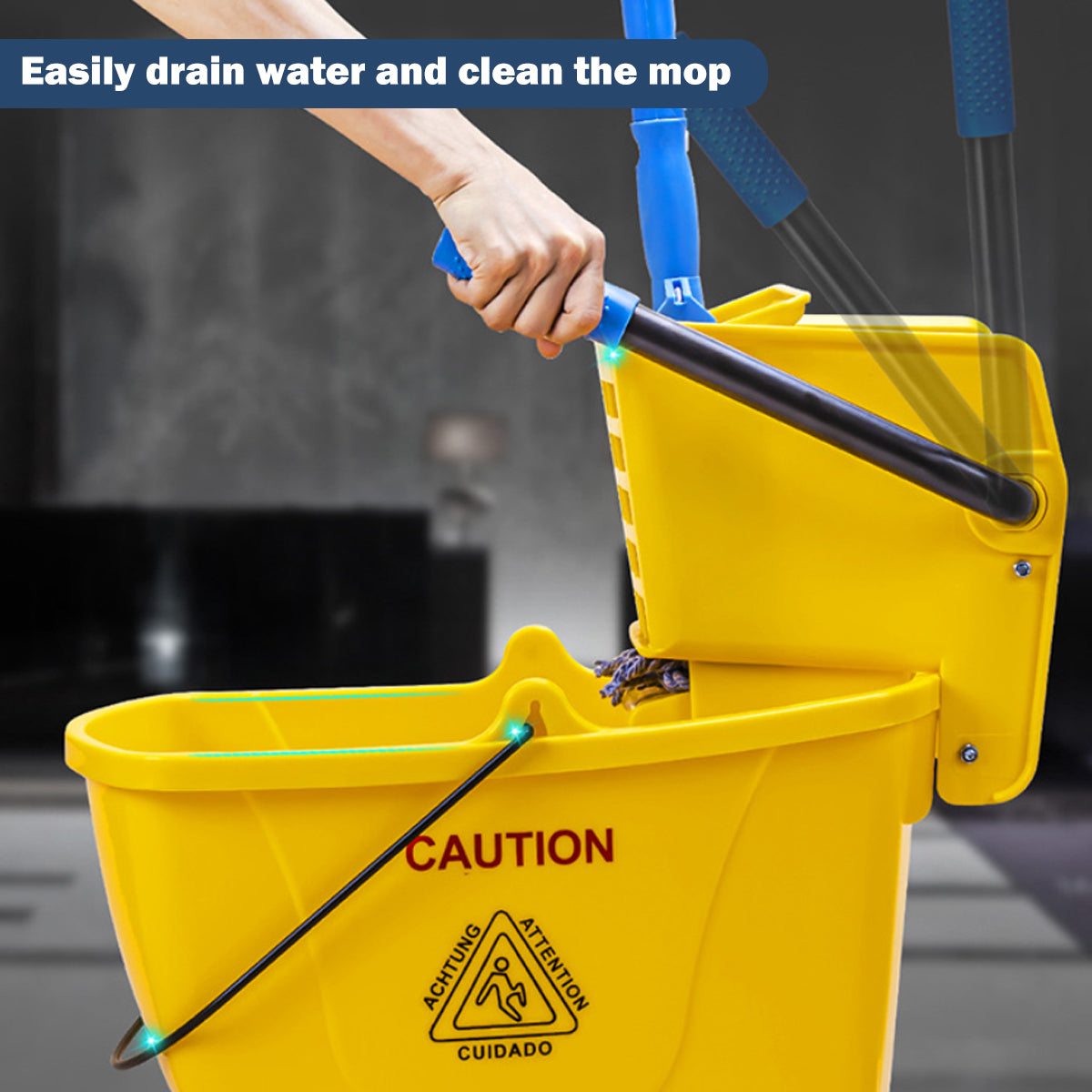 32L Wringer Mop Bucket with Rolling Wheels and Mop