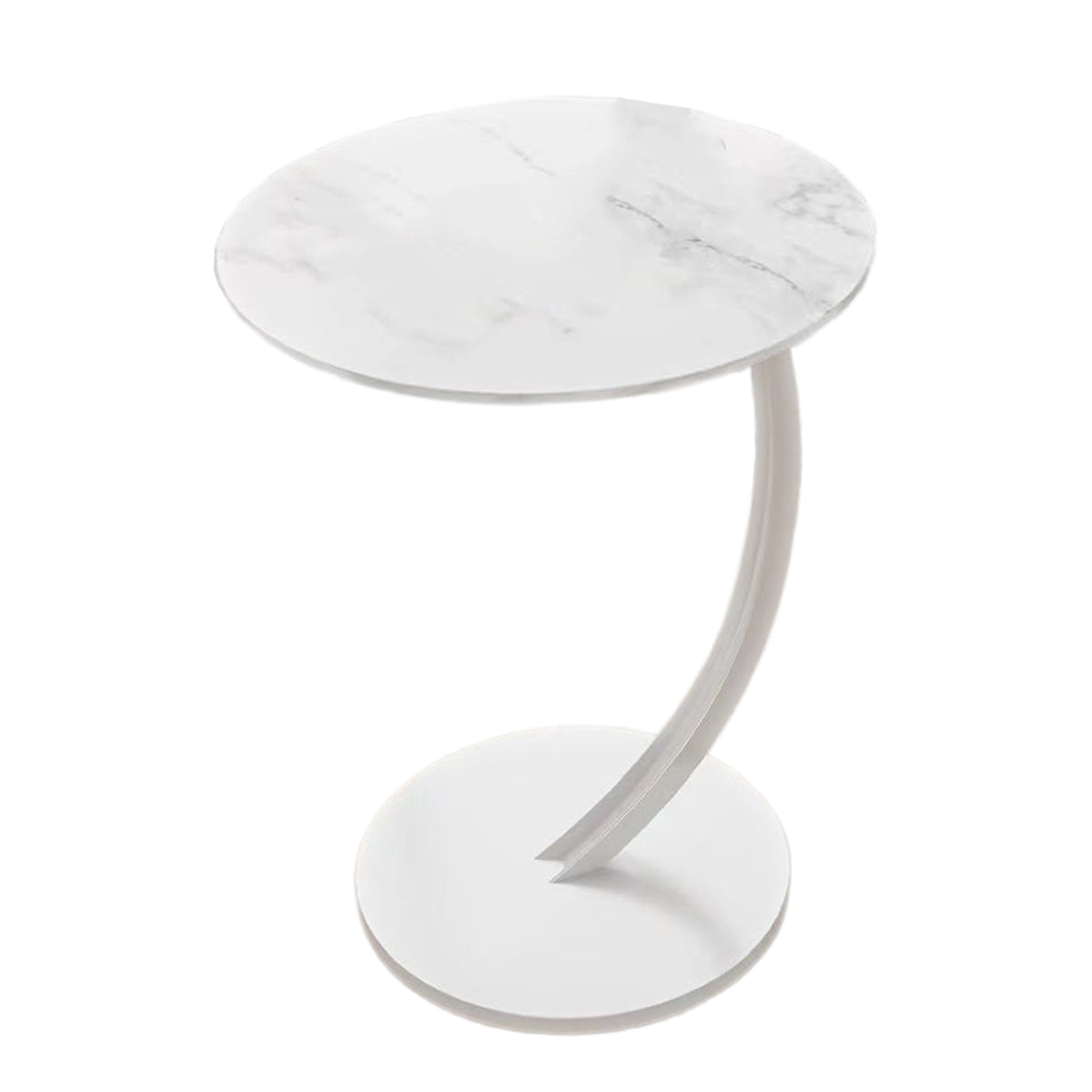 C-Shaped Side Table with Metal Frame for Sofa
